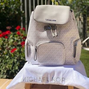 Michael Kors like new saffiano leather backpack.  Super cute! White/Gray.
